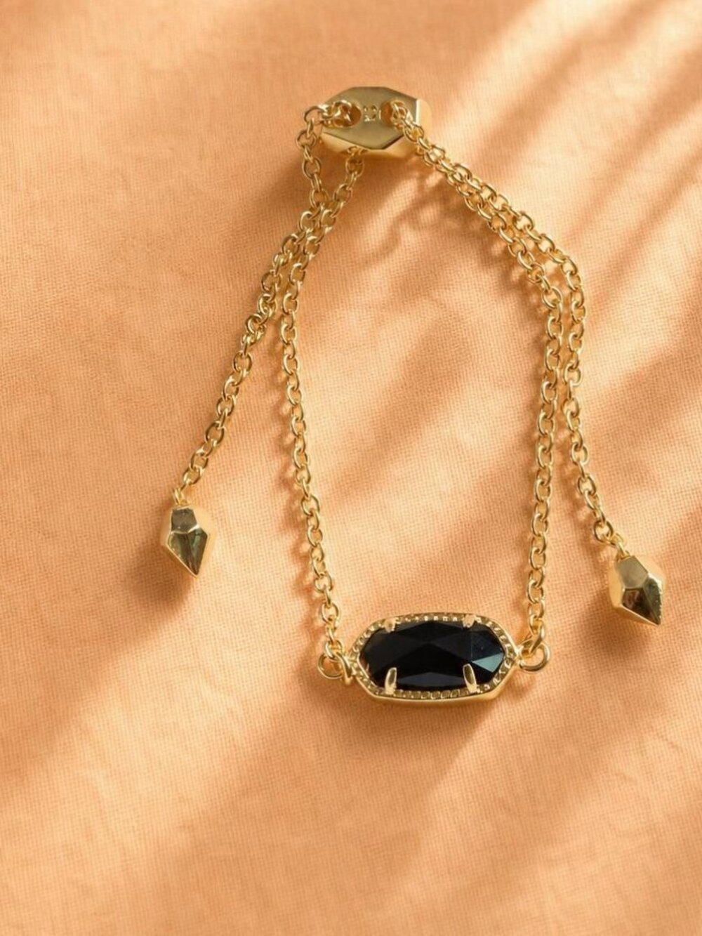 Kendra Scott Elaina Gold Black Glass Adjustable Bracelet